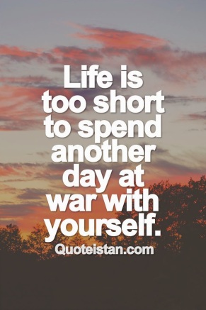 Image result for life is too short to spend another day at war with yourself